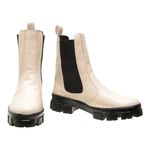 Bota Chelsea Feminina Cano Alto Sola Tratorada Luxuosa - Nude