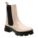 Bota Chelsea Feminina Cano Alto Sola Tratorada Luxuosa - Nude