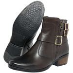 Bota Feminina Confort em Couro Legítimo com Zíper - Café