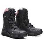 Bota Tática Militar Feminina Confort em Couro Palmilha em Gel Cano Alto - Preto