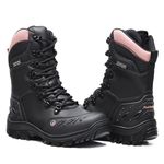 Bota Tática Militar Feminina Confort em Couro Palmilha em Gel Cano Alto - Preto
