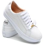 Tênis Feminino Casual em Couro - Branco