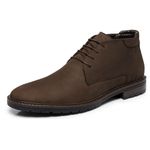 Sapato Abotinado Casual Masculino Nobuck em Couro - Café
