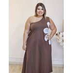VESTIDO BELLA FLOR NULA MANGA MARRON