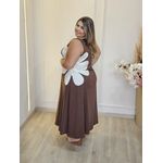 VESTIDO BELLA FLOR NULA MANGA MARRON