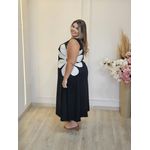 VESTIDO BELLA FLOR NULA MANGA PRETO