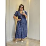 VESTIDO BOTÕES MIDI JEANS ESCURO 