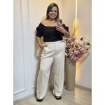 CALÇA PANTALONA EM LINHO-CRU