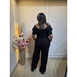 CALÇA PANTALONA EM LINHO-PRETO