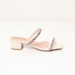 Tamanco Kelly Tiras de Strass Coloridas - Off White 