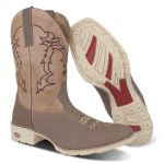 Bota Texana Delegada Masculina Bico Quadrado Couro Legítimo Nevada