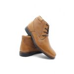 Botina Comfort Premium em Couro Legítimo com Cadarço Whisky
