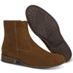 Bota Chelsea Boots Slim Zíper Em Couro Nobuck Legítimo