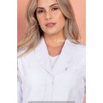 Jaleco Feminino Acinturado 100% Algodão Manga Longa Branco - Botão de pressão