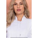 Jaleco Feminino Acinturado em Microfibra Gola Padre Com Punho Manga Longa Branco