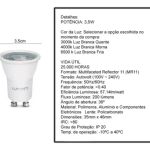 Lâmpada Led Mini Dicroica MR11 GU10 3,5W Biv 4000K Lumanti