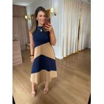 VESTIDO MALHA DE ALGODÃO BICOLOR LIZ - AZUL MARINHO COM DOCE DE LEITE