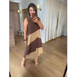 VESTIDO MALHA DE ALGODÃO BICOLOR LIZ - MARROM COM DOCE DE LEITE