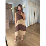 VESTIDO MALHA DE ALGODÃO BICOLOR LIZ - MARROM COM DOCE DE LEITE