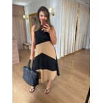 VESTIDO MALHA DE ALGODÃO BICOLOR LIZ - PRETO COM DOCE LEITE