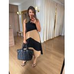 VESTIDO MALHA DE ALGODÃO BICOLOR LIZ - PRETO COM DOCE LEITE