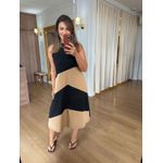 VESTIDO MALHA DE ALGODÃO BICOLOR LIZ - PRETO COM DOCE LEITE