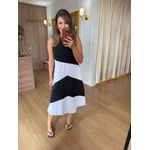 VESTIDO MALHA DE ALGODÃO BICOLOR LIZ - PRETO COM BRANCO