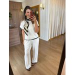 CONJUNTO EM MALHA MOLETINHO CATARINA - BRANCO COM PRETO