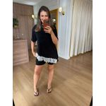 BLUSA BARRA RENDA - PRETA COM RENDA BRANCA