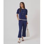 CONJUNTO EM MALHA MOLETINHO CATARINA - MARINHO COM BRANCO