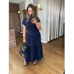 VESTIDO MALHA DE ALGODÃO ZARA - AZUL MARINHO 