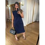 VESTIDO MALHA DE ALGODÃO MUSCLE - AZUL MARINHO 