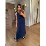 VESTIDO MALHA DE ALGODÃO UM OMBRO SÓ - AZUL MARINHO 
