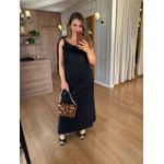 VESTIDO MALHA DE ALGODÃO UM OMBRO SÓ - PRETO