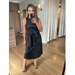 CONJUNTO REGATA E SAIA COURO ECO - PRETO 
