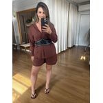 CONJUNTO SHORT E CAMISA 100% ALGODÃO MARIA - MARROM 