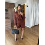 CONJUNTO SHORT E CAMISA 100% ALGODÃO MARIA - MARROM 