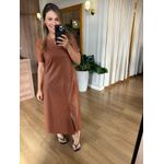 VESTIDO CASSIA COURO ECO - MARROM