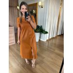 VESTIDO CASSIA COURO ECO - CARAMELO
