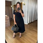 VESTIDO MALHA DE ALGODÃO LINDA MANGA CURTA - PRETO 