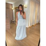 VESTIDO CREPE FLEX - LISTRADO AZUL
