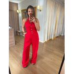 MACACÃO LINHO COM BOTÕES - VERMELHO