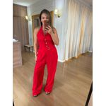 MACACÃO LINHO COM BOTÕES - VERMELHO