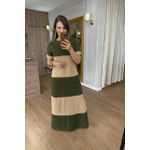 VESTIDO MALHA DE ALGODÃO BICOLOR BRUNA - MILITAR COM DOCE DE LEITE