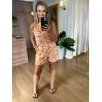 SHORT EM LINHO - BEGE E LARANJA 