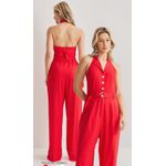 MACACÃO LINHO COM BOTÕES - VERMELHO