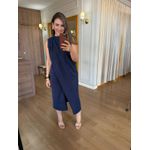 VESTIDO MALHA DE ALGODÃO DRAPEADO - AZUL