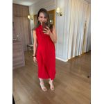 VESTIDO MALHA DE ALGODÃO DRAPEADO- VERMELHO