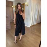 VESTIDO MALHA DE ALGODÃO DRAPEADO- PRETO