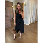 VESTIDO MALHA DE ALGODÃO DRAPEADO- PRETO